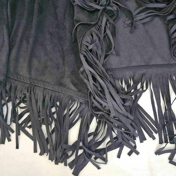 DG2 By Diane Gilman Women's Black Fringed Trim Open Front Cardigan Size XL NWT - Picture 5 of 13